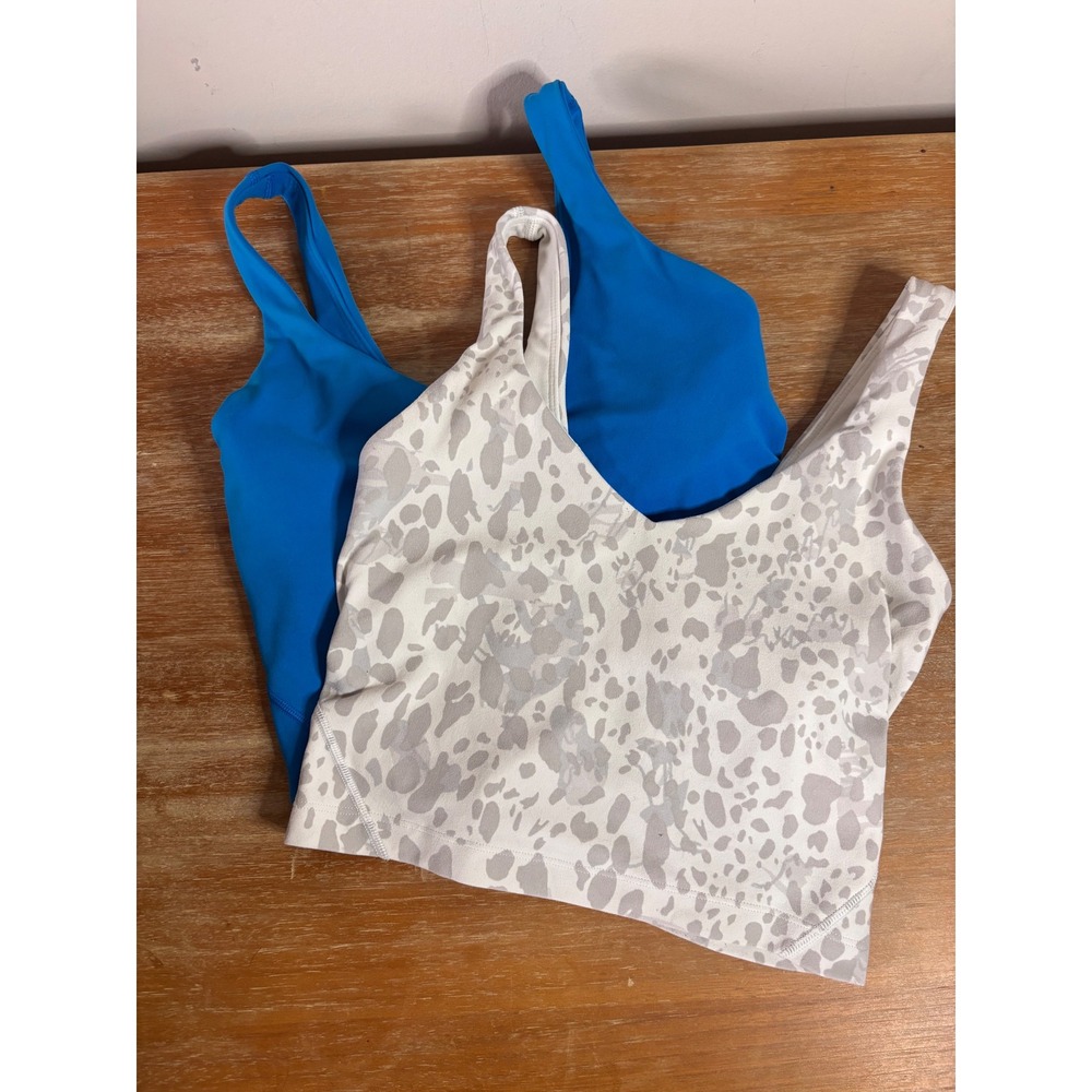 Lululemon Align Tank Top Bundle Size 2 Poolside Blue & Cheetah Camo White Multi